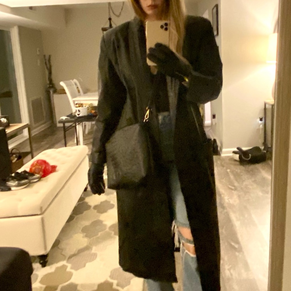 Long vintage genuine leather coat 🔥